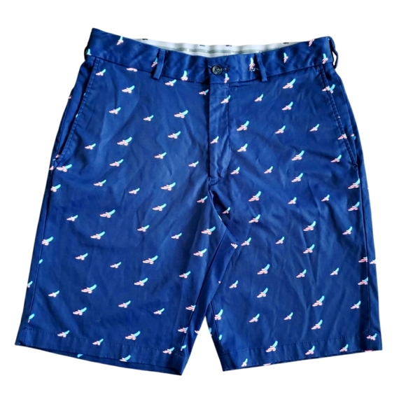 Walter Hagen Navy Golf Shorts With American Flag Eagles Size 34 - Picture 1 of 5